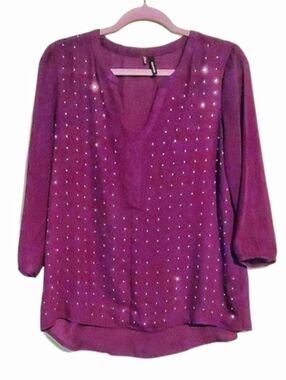 Maurices Wine color semi sheer blouse.